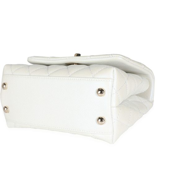 Chanel 20k Iridescent Ivory Quilted Caviar Extra Mini Coco Handle Flap Bag - Picture 7 of 8